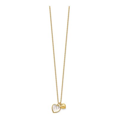 Gold-Plated Sterling Silver Mother of Pearl & CZ Girls' Heart Pendant Necklace – view 2