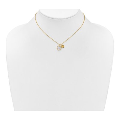 Gold-Plated Sterling Silver Mother of Pearl & CZ Girls' Heart Pendant Necklace – view 3