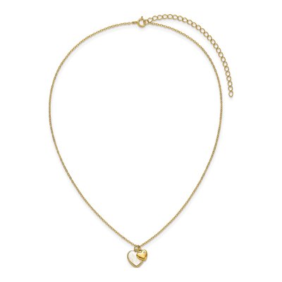 Gold-Plated Sterling Silver Mother of Pearl & CZ Girls' Heart Pendant Necklace – view 4