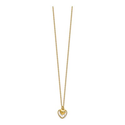 Gold-Plated Sterling Silver Mother of Pearl & CZ Girls' Heart Pendant Necklace – view 5