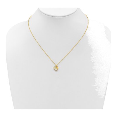 Gold-Plated Sterling Silver Mother of Pearl & CZ Heart Dolphin Pendant Necklace – view 3