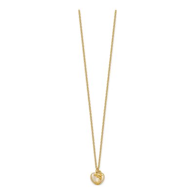 Gold-Plated Sterling Silver Mother of Pearl & CZ Heart Dolphin Pendant Necklace – view 5