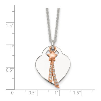 Sterling Silver CZ Heart Star Pendant Necklace – view 6