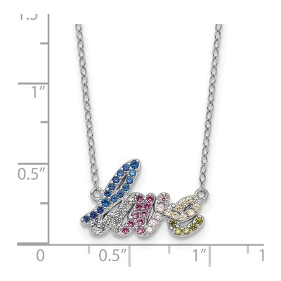 Sterling Silver CZ LOVE Pendant Necklace – view 6