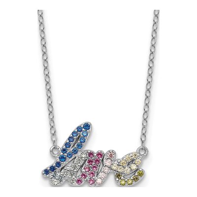 Sterling Silver CZ LOVE Pendant Necklace