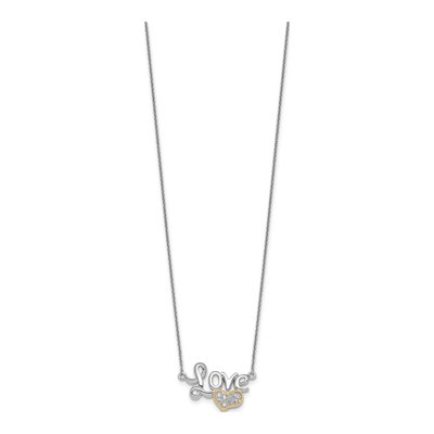 Sterling Silver & 14K Gold CZ Love Heart Pendant Necklace – view 3