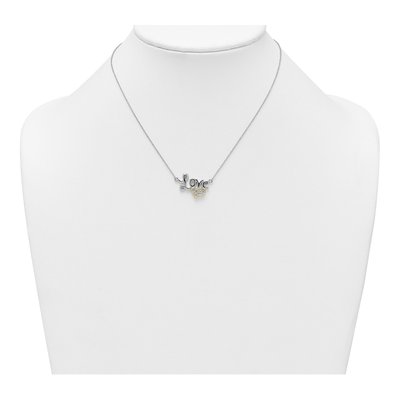 Sterling Silver & 14K Gold CZ Love Heart Pendant Necklace – view 4