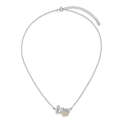 Sterling Silver & 14K Gold CZ Love Heart Pendant Necklace – view 5
