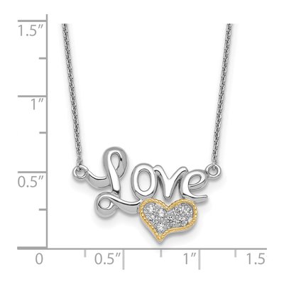 Sterling Silver & 14K Gold CZ Love Heart Pendant Necklace – view 6