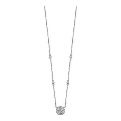 Sterling Silver CZ Pave Circle Pendant Necklace – view 3