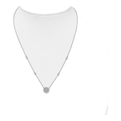 Sterling Silver CZ Pave Circle Pendant Necklace – view 4