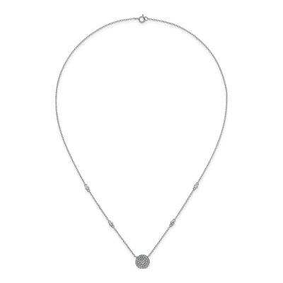Sterling Silver CZ Pave Circle Pendant Necklace – view 5