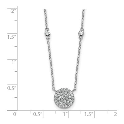Sterling Silver CZ Pave Circle Pendant Necklace – view 6