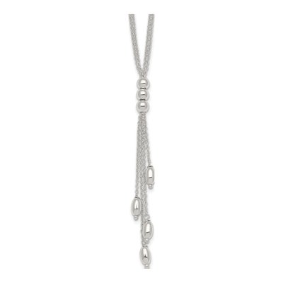 Sterling Silver 1.3mm Beaded Multi-Strand Lariat Cable Chain