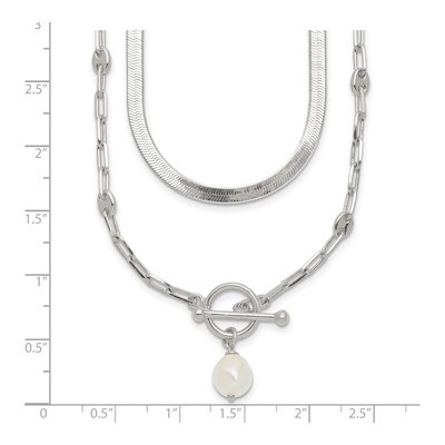 Sterling Silver Simulated Pearl Baroque Multi-Strand Necklace – view 5