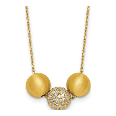 Gold-Plated Sterling Silver CZ Pendant Necklace