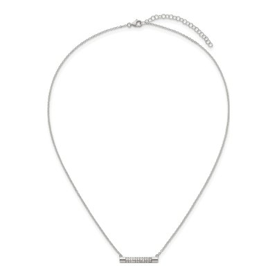 Sterling Silver CZ Bar Pendant Necklace – view 5