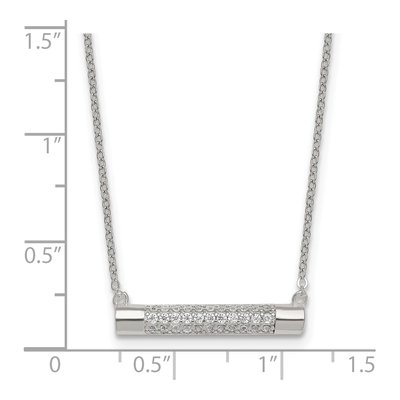 Sterling Silver CZ Bar Pendant Necklace – view 6