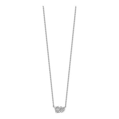 Sterling Silver CZ Heart Pendant Necklace – view 3