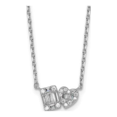 Sterling Silver CZ Heart Pendant Necklace
