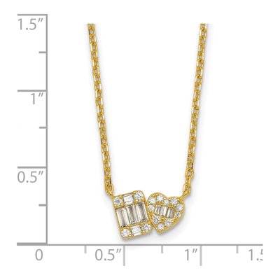 Gold-Plated Sterling Silver CZ Heart Pendant Necklace – view 6