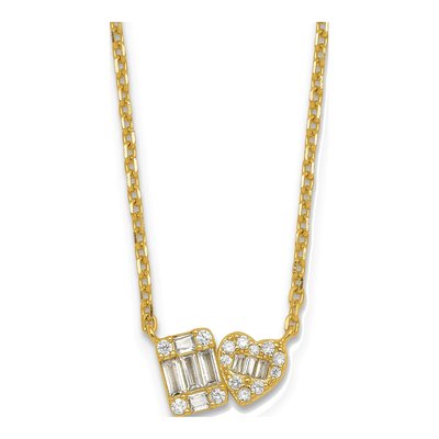 Gold-Plated Sterling Silver CZ Heart Pendant Necklace