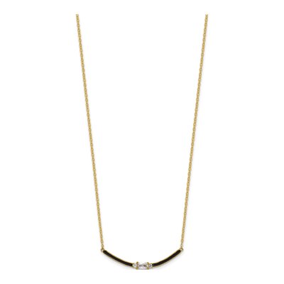 Gold-Plated Sterling Silver CZ Curved Bar Pendant Necklace – view 3