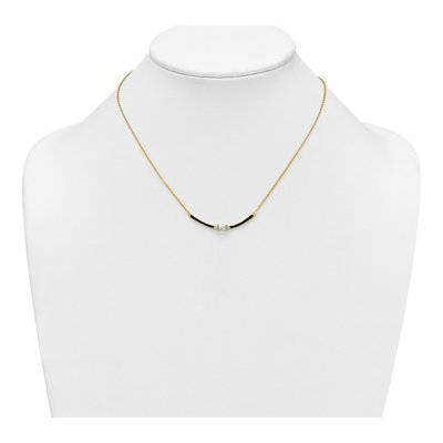 Gold-Plated Sterling Silver CZ Curved Bar Pendant Necklace – view 4