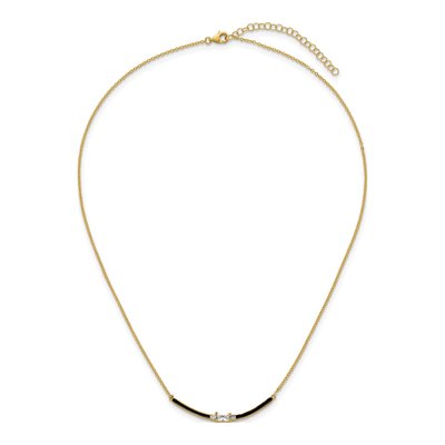 Gold-Plated Sterling Silver CZ Curved Bar Pendant Necklace – view 5