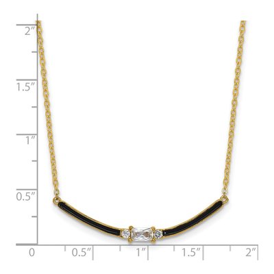Gold-Plated Sterling Silver CZ Curved Bar Pendant Necklace – view 6