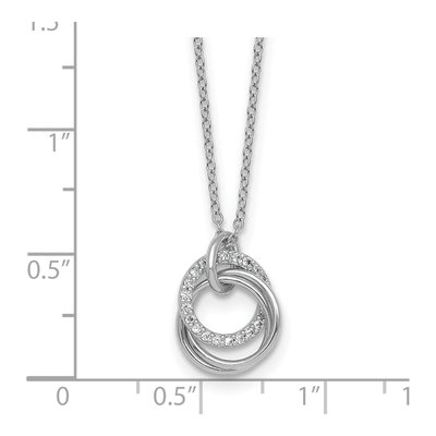 Sterling Silver CZ Triple Circle Pendant Necklace – view 6