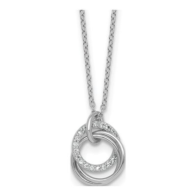 Sterling Silver CZ Triple Circle Pendant Necklace