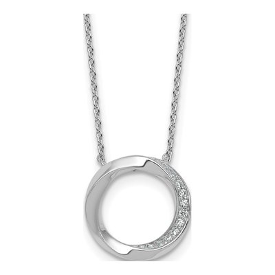 Sterling Silver CZ Twisted Circle Pendant Necklace