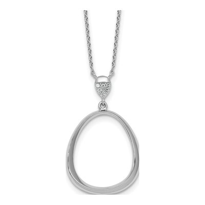 Sterling Silver CZ Teardrop Pendant Necklace