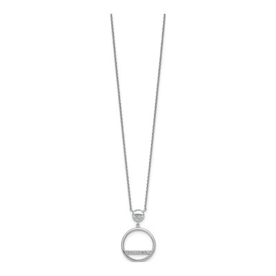 Sterling Silver CZ Divided Circle Pendant Necklace – view 3