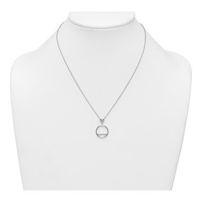 Sterling Silver CZ Divided Circle Pendant Necklace – view 4