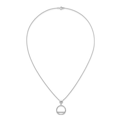Sterling Silver CZ Divided Circle Pendant Necklace – view 5