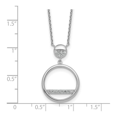 Sterling Silver CZ Divided Circle Pendant Necklace – view 6