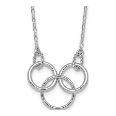 Sterling Silver Twisted Ovals Circles Pendant Necklace