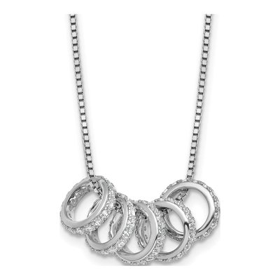 Sterling Silver CZ Five Moveable Pendant Necklace