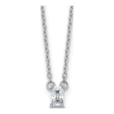Sterling Silver CZ Emerald-Cut Pendant Necklace