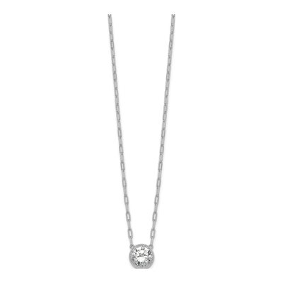 Sterling Silver CZ Paperclip Pendant Necklace – view 3