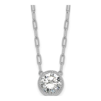 Sterling Silver CZ Paperclip Pendant Necklace