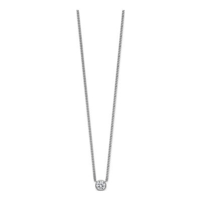 Sterling Silver CZ Bezel Pendant Necklace – view 3