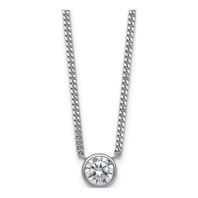 Sterling Silver CZ Bezel Pendant Necklace
