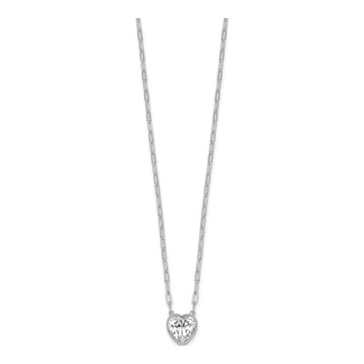 Sterling Silver CZ Heart Paperclip Pendant Necklace – view 3