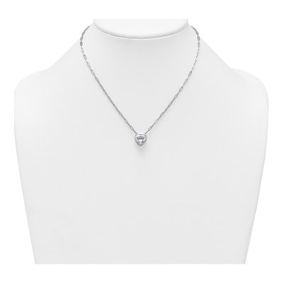 Sterling Silver CZ Heart Paperclip Pendant Necklace – view 4