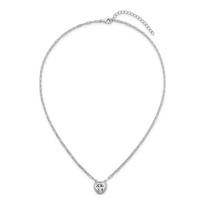 Sterling Silver CZ Heart Paperclip Pendant Necklace – view 5