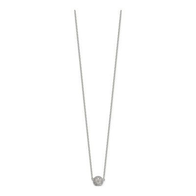 Sterling Silver CZ Pave Circle Pendant Necklace – view 3