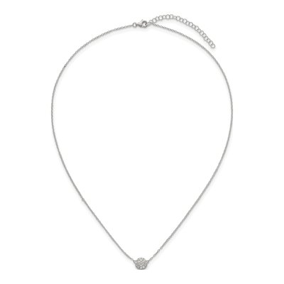 Sterling Silver CZ Pave Circle Pendant Necklace – view 5